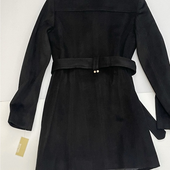 MICHAEL MICHAEL KORS Wool Blend Belted Coat Size XS black NEW - Picture 3 of 6